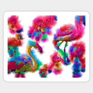 Abstract Flamingo Flock Sticker